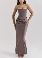 Valentina strapless corset-back satin gown – Belle Marisol occasion dress, view 25