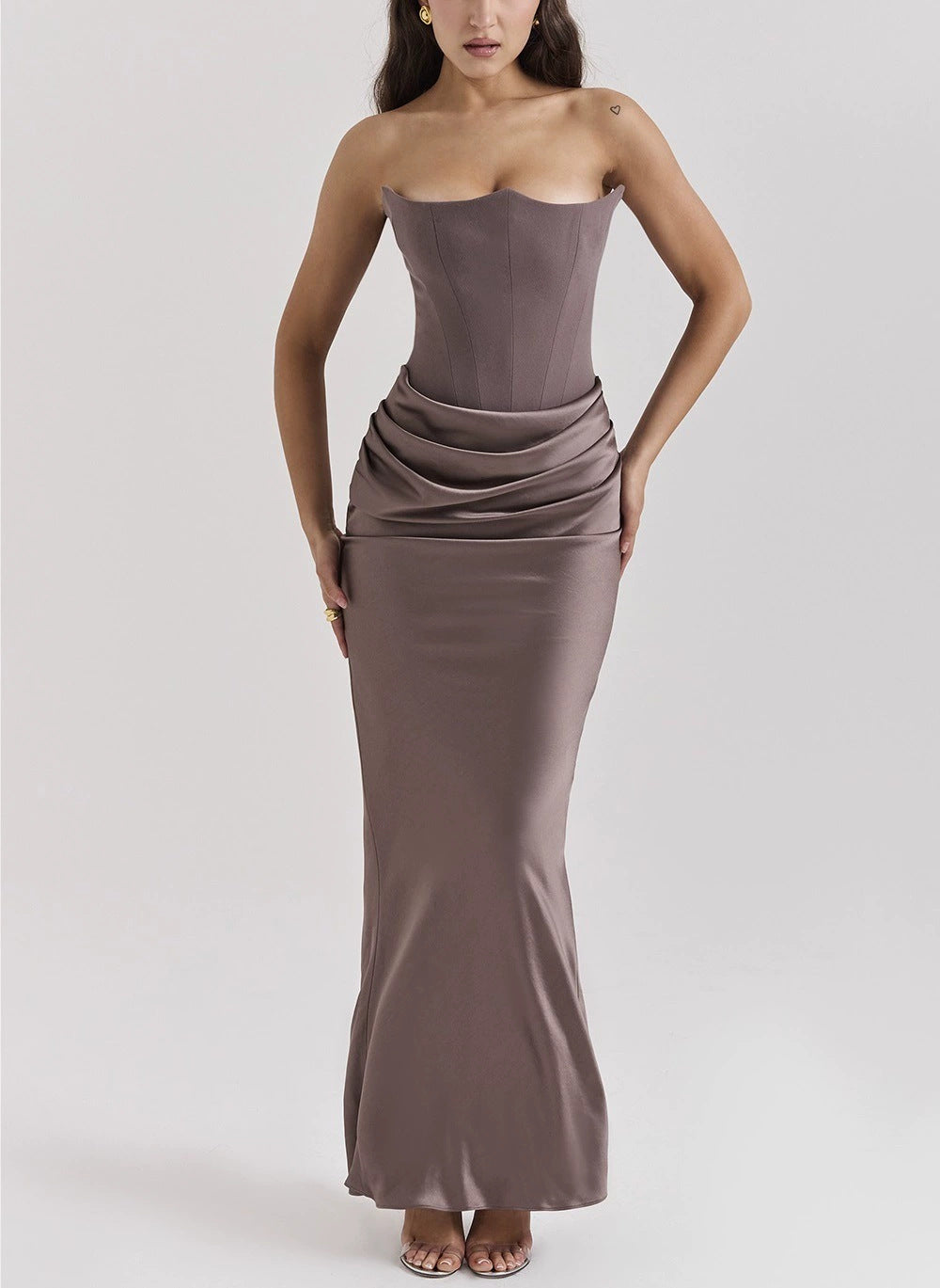 Valentina strapless corset-back satin gown – Belle Marisol occasion dress, view 25