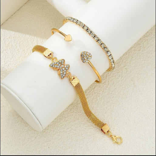 Butterfly Crystal Bracelet Set – Belle Marisol, view 4