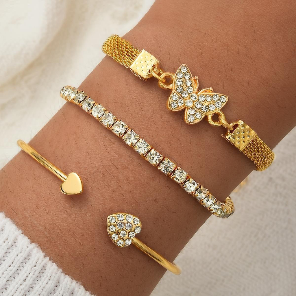 Butterfly Crystal Bracelet Set – Belle Marisol, view 5